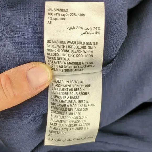 JM Collections Blue Rayon Blend Dress Pants With Gold Roses - Picture 12 of 13